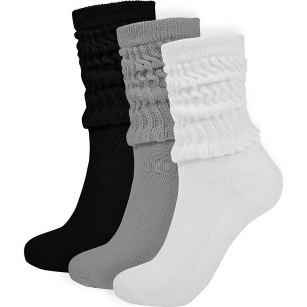 BomKinta Crew Slouch Socks Women - Retro Scrunch Short Sock - Soft Solid Ankle